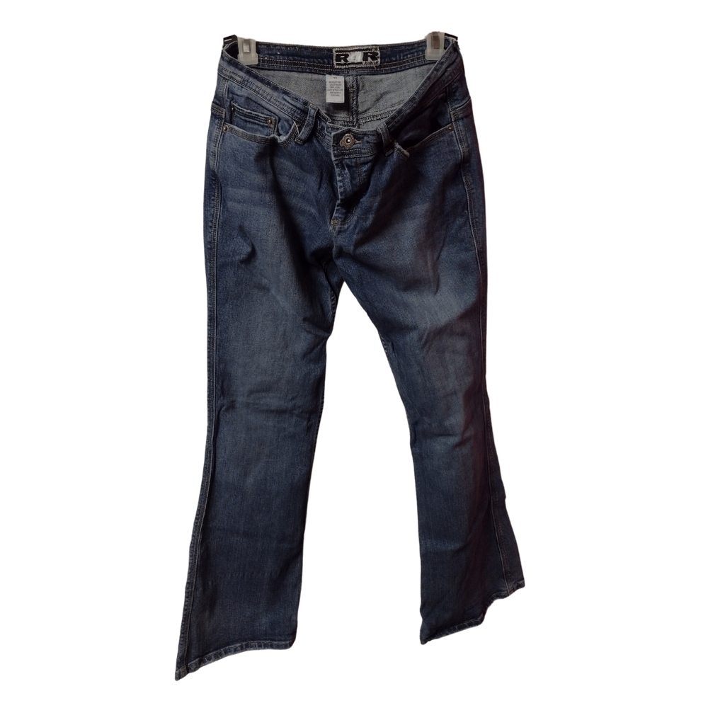 A) R4R Jeans Juniors Size 15 Bootcut Dark Wash Denim – Stretch Mid-Rise Jeans